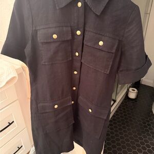 J. Crew Black Utility Jacket with Gold Buttons